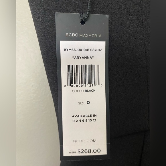 NWT BCBG MAXAZRIA Aryanna One Shoulder Little Black Dress Size 0 - Picture 8 of 9